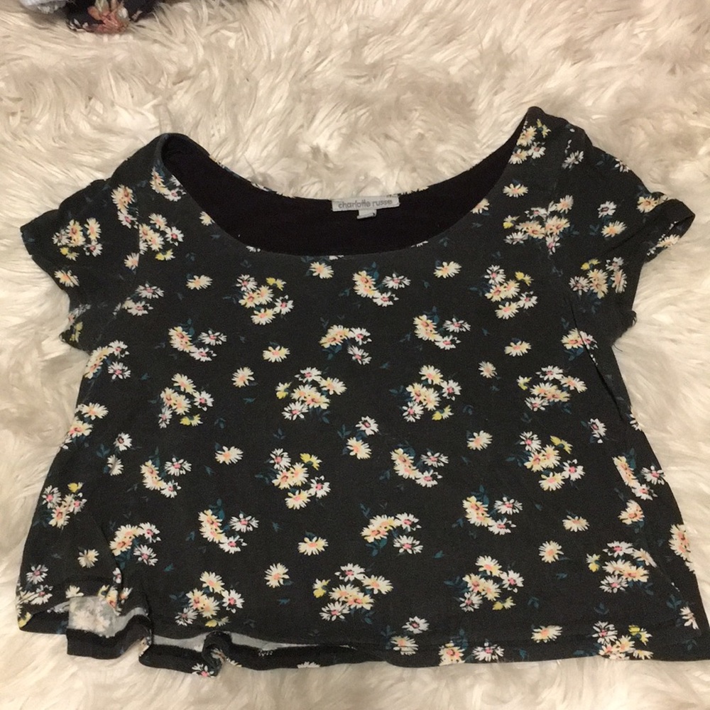 Cropped flowy floral top